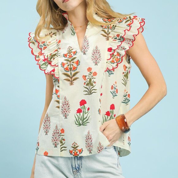 Umgee Tops - Umgee Block Floral Print Top